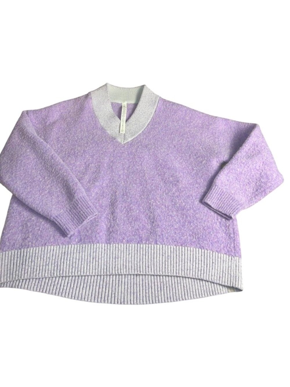 Lululemon Womens M Heathered Lavender Alpaca Wool-Blend V-Neck thick Sweater